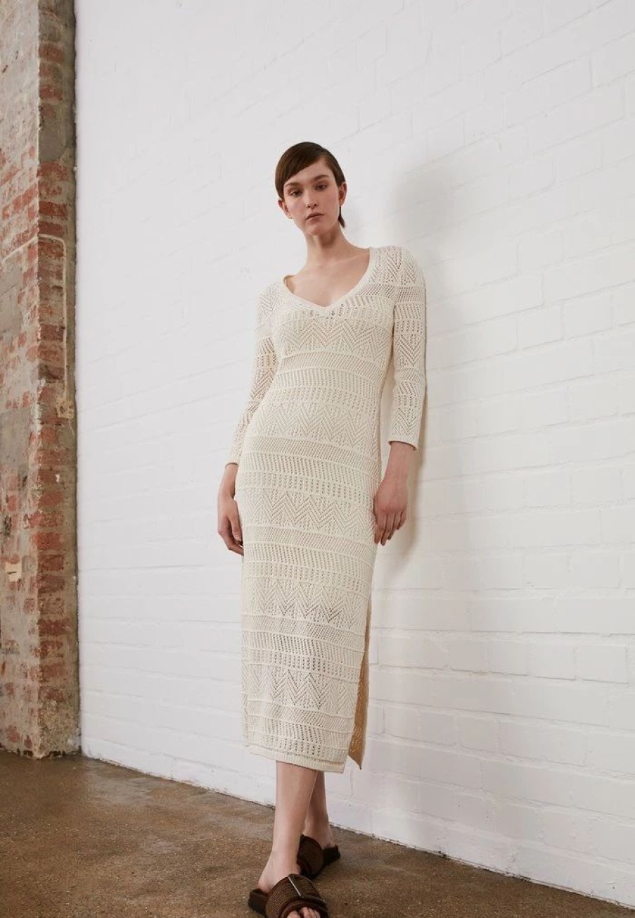 Clothing * | Rag & Bone Renee Long Dress Black Label Jumper Dress Ivory