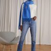 Clothing * | Rag & Bone Nina High Rise Cigarette Slit White Label Slim Fit Jeans Blue Denim