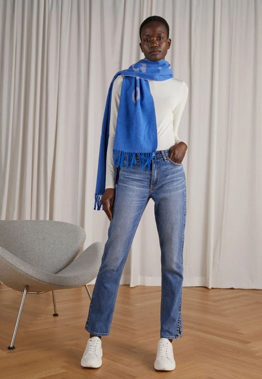 Clothing * | Rag & Bone Nina High Rise Cigarette Slit White Label Slim Fit Jeans Blue Denim