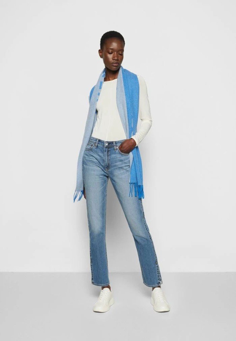 Clothing * | Rag & Bone Nina High Rise Cigarette Slit White Label Slim Fit Jeans Blue Denim