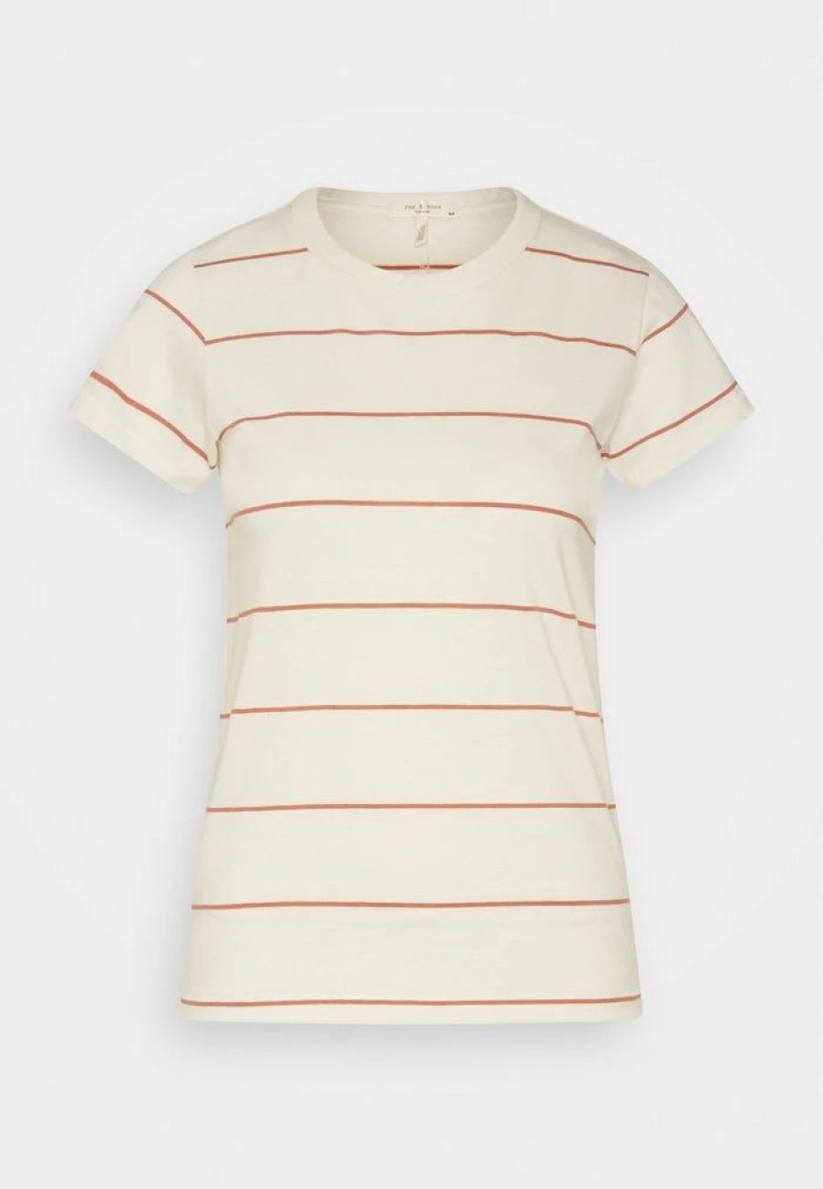 Clothing * | Rag & Bone The Stripe Tee Label Print T-Shirt Rustmult