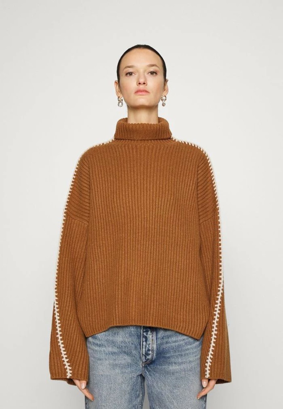 Clothing * | Rag & Bone Ingrid Tneck Jumper Dark Brown