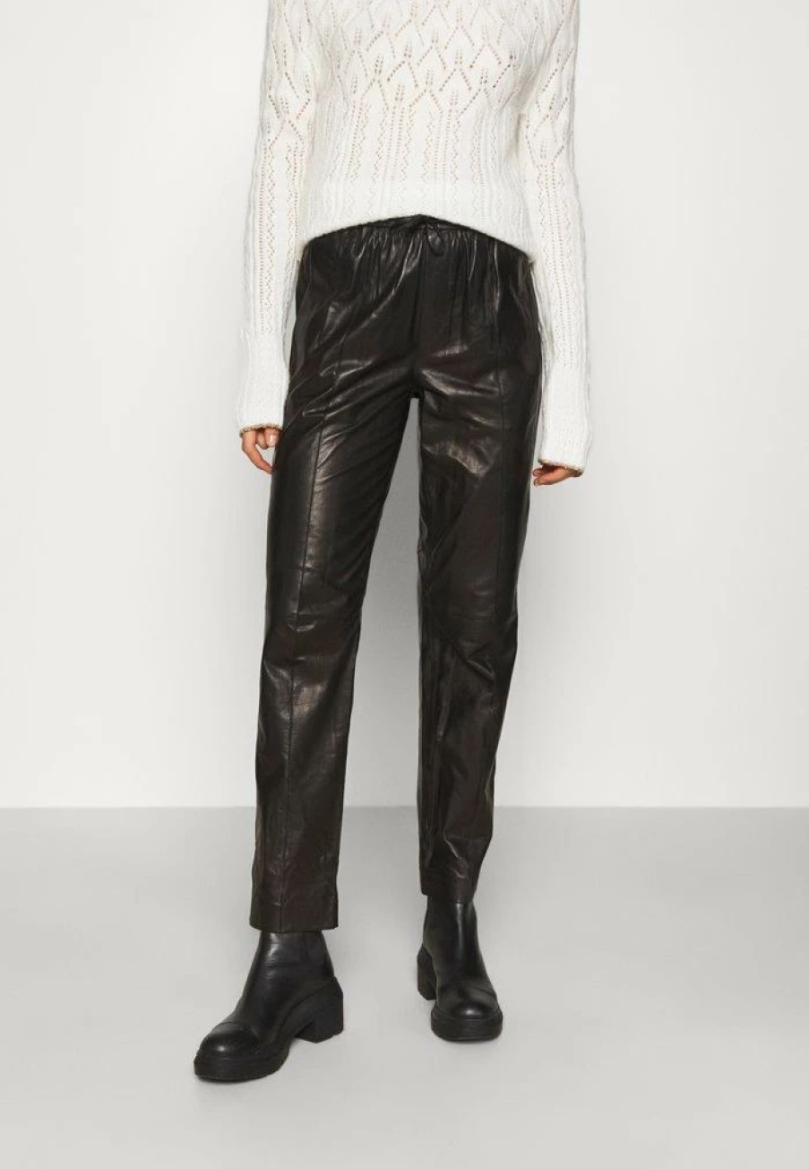 Clothing * | Rag & Bone Idris Pant Leather Trousers Black