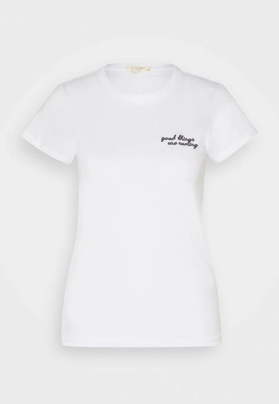 Clothing * | Rag & Bone Good Things Are Coming Tee Label Print T-Shirt White