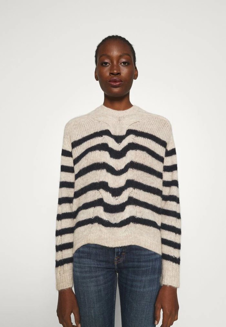 Clothing * | Rag & Bone Mia Striped Cable Jumper Wheat