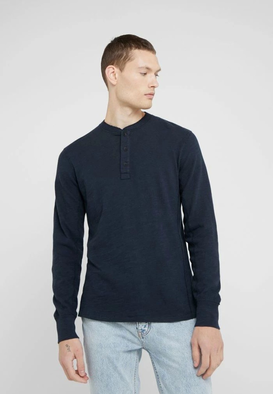 Clothing * | Rag & Bone Classic Henley Long Sleeved Top Deep Navy