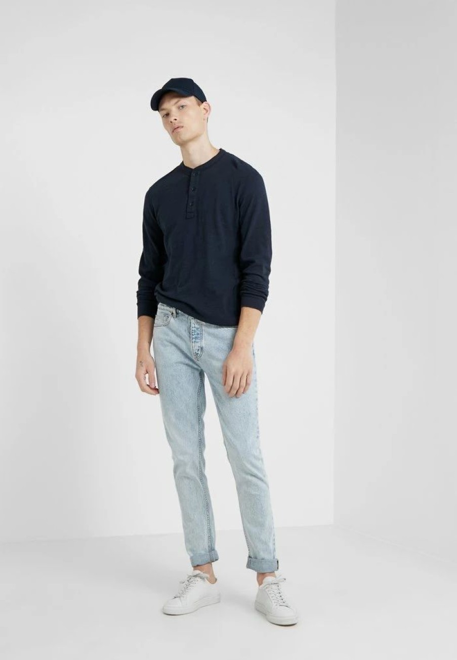 Clothing * | Rag & Bone Classic Henley Long Sleeved Top Deep Navy