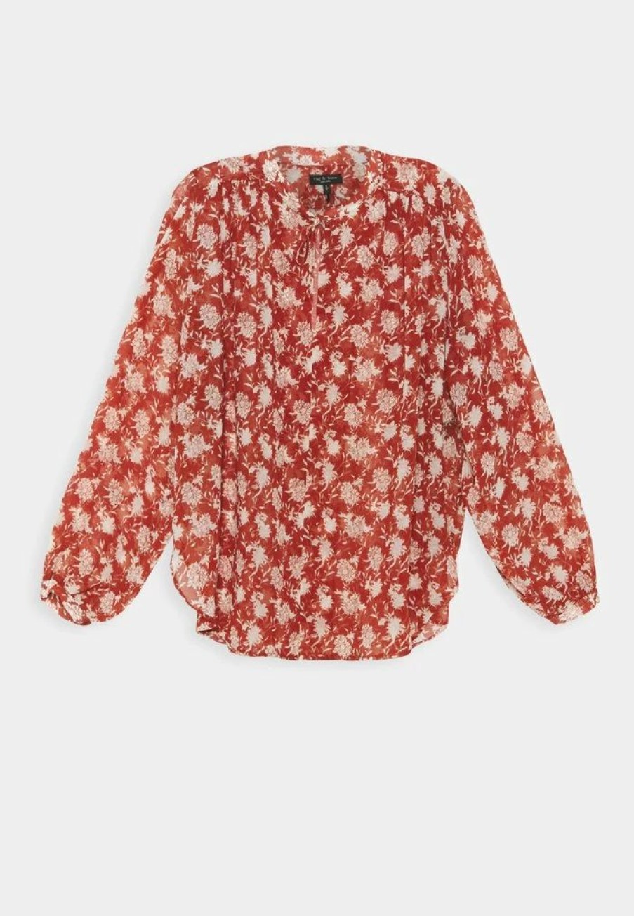 Clothing * | Rag & Bone Carly Floral Tie Blouse Pecan