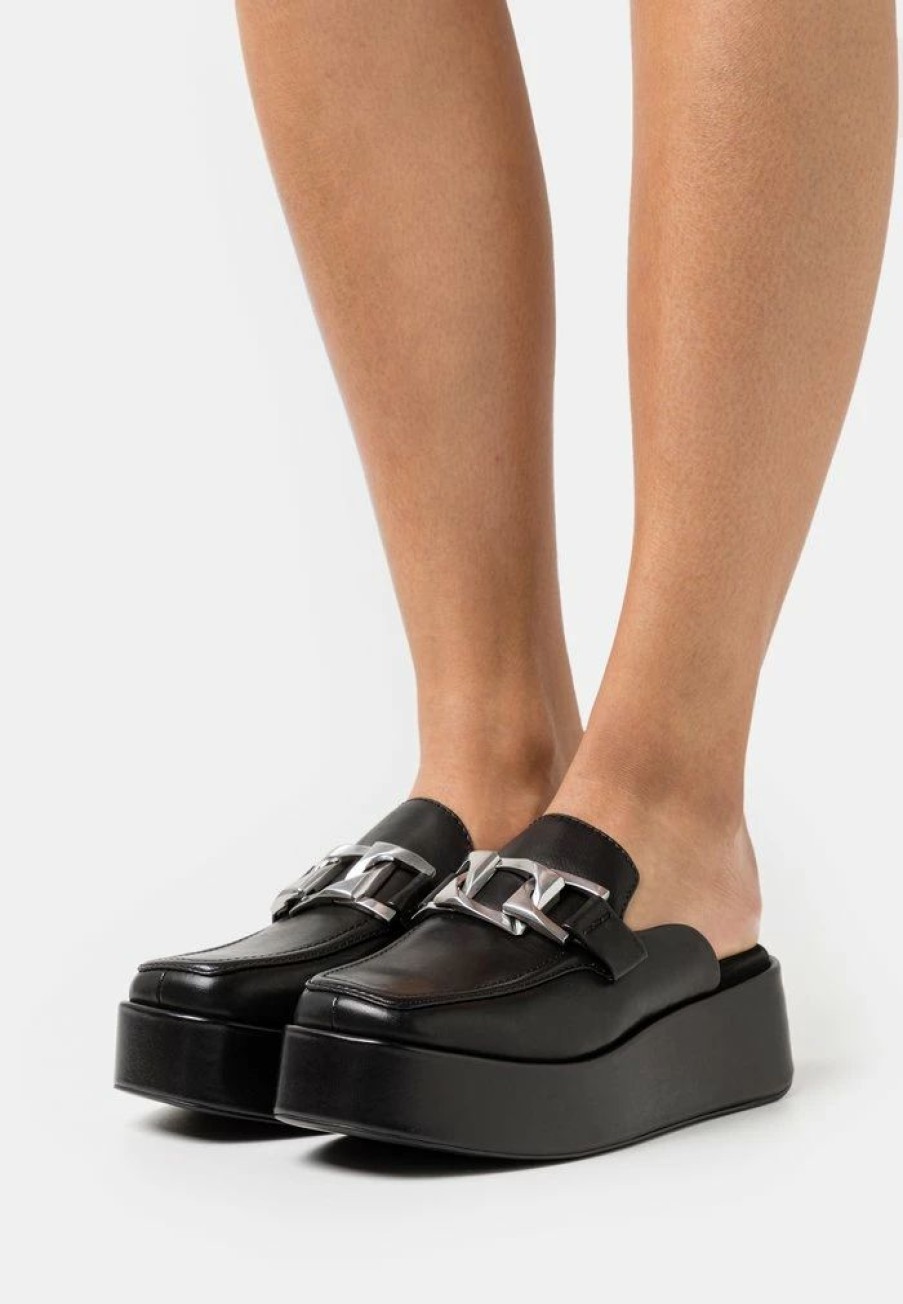 Shoe * | Rag & Bone Logan Loafer Heeled Mules Black