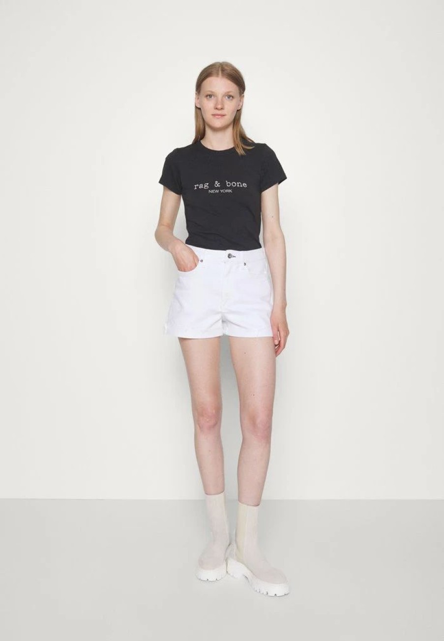 Clothing * | Rag & Bone Logo Baby Tee Print T-Shirt Black