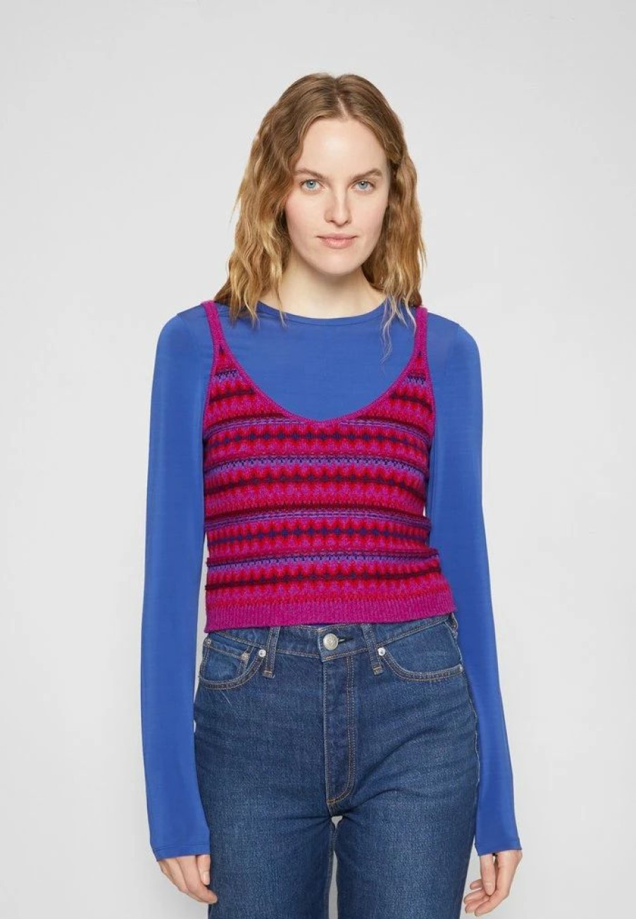 Clothing * | Rag & Bone Willow Fairisle Cami Top Purple