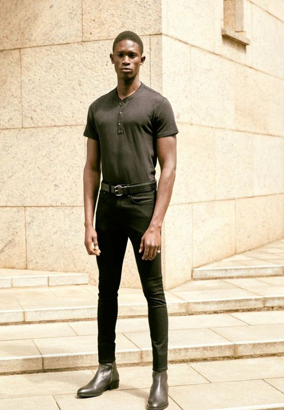 Clothing * | Rag & Bone Standard Henley Basic T-Shirt Black