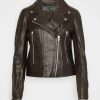 Clothing * | Rag & Bone Mack Leather Jacket Dark Brown