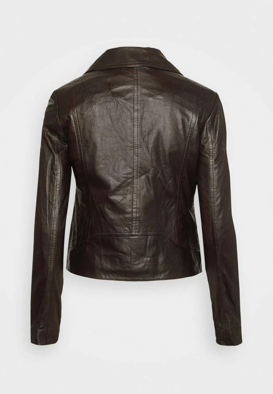 Clothing * | Rag & Bone Mack Leather Jacket Dark Brown