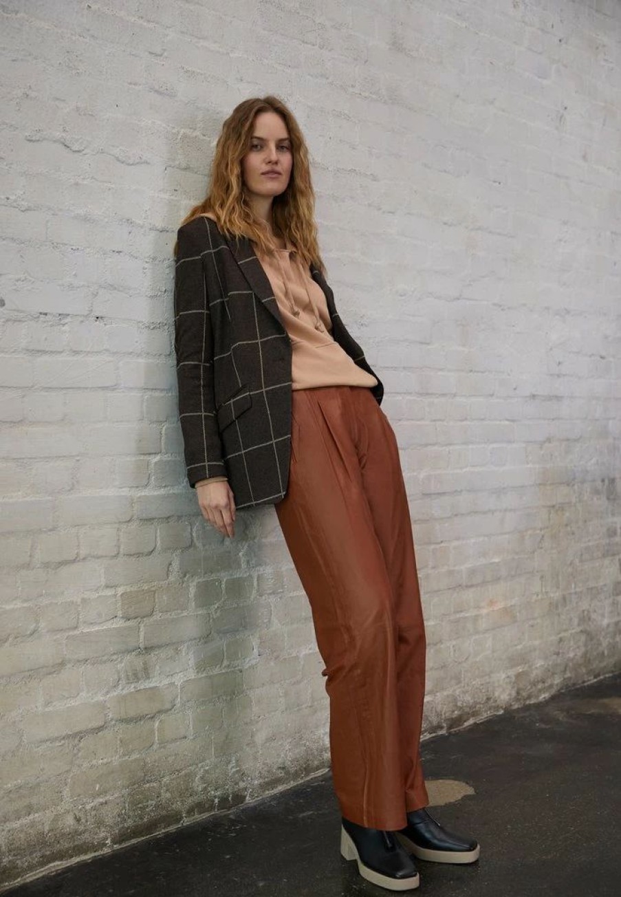 Clothing * | Rag & Bone Leslie Pant Leather Trousers Cognac