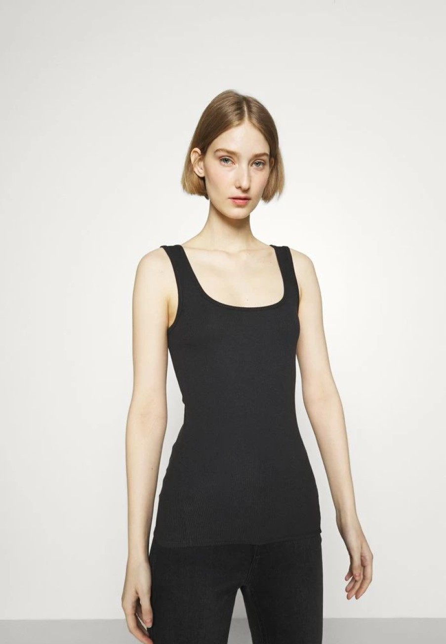 Clothing * | Rag & Bone The Essential Scoop Neck Tank Label Top Black