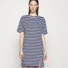 Clothing * | Rag & Bone The Slub Dress Label Jersey Dress White/Blue