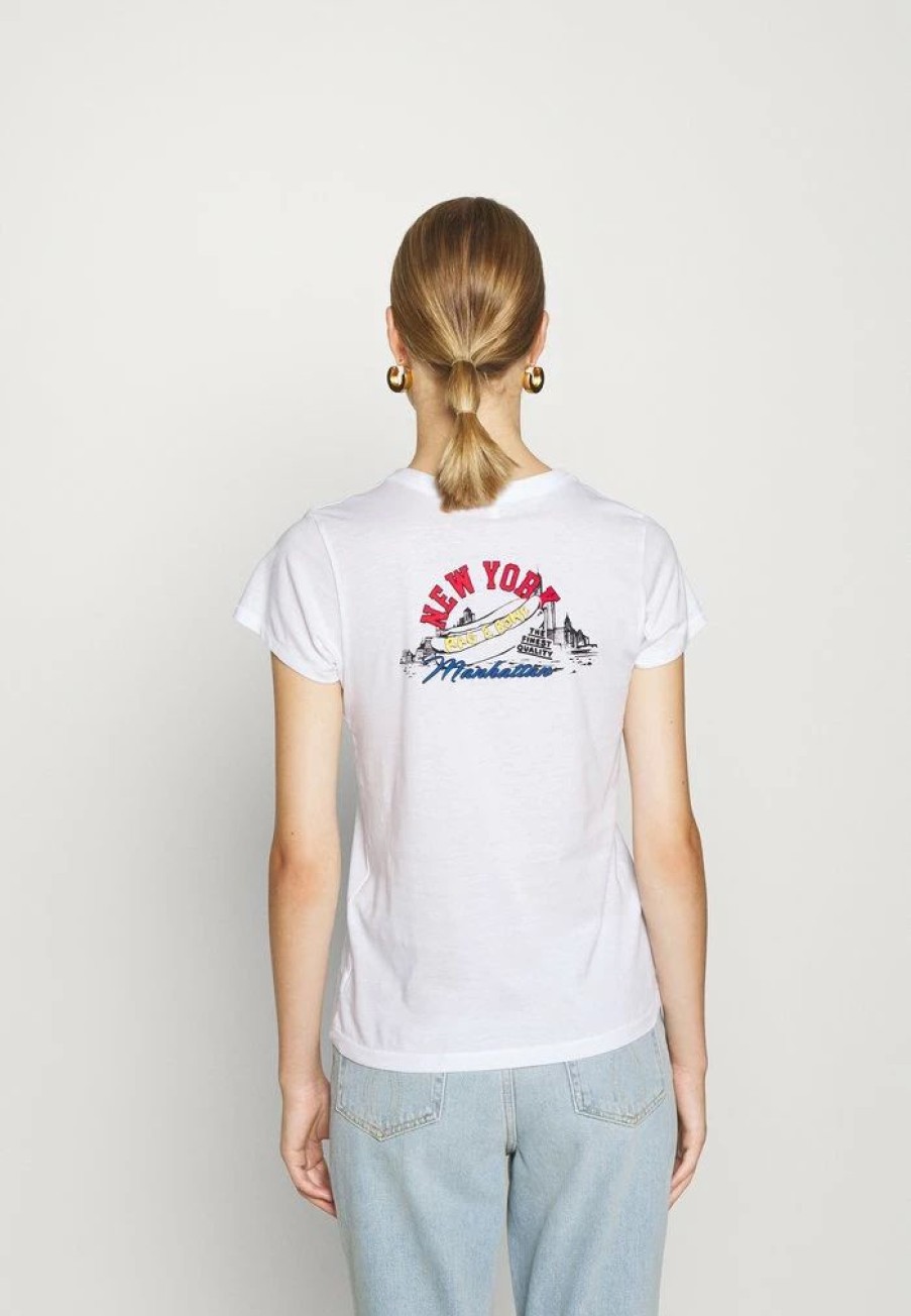 Clothing * | Rag & Bone Hot Dog Tee Label Print T-Shirt White