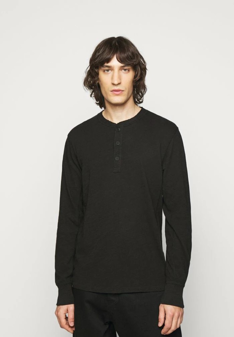 Clothing * | Rag & Bone Classic Henley Long Sleeved Top Black