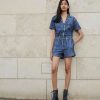 Clothing * | Rag & Bone Miramar Romper Jumpsuit Blue Denim