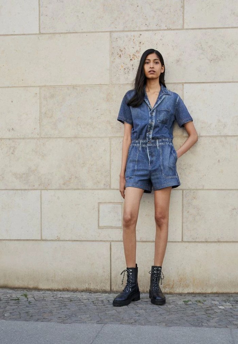 Clothing * | Rag & Bone Miramar Romper Jumpsuit Blue Denim