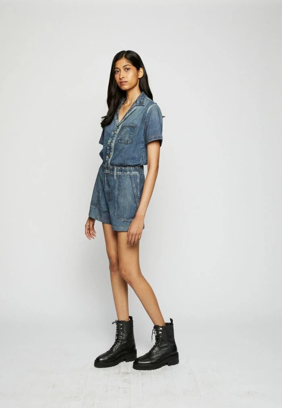 Clothing * | Rag & Bone Miramar Romper Jumpsuit Blue Denim