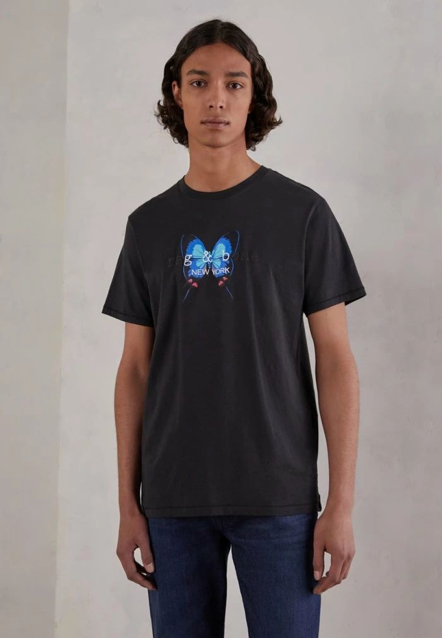 Clothing * | Rag & Bone City Butterfly Print T-Shirt Black