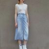 Clothing * | Rag & Bone Liquid Miramar Midi Skirt A-Line Skirt Blue Denim