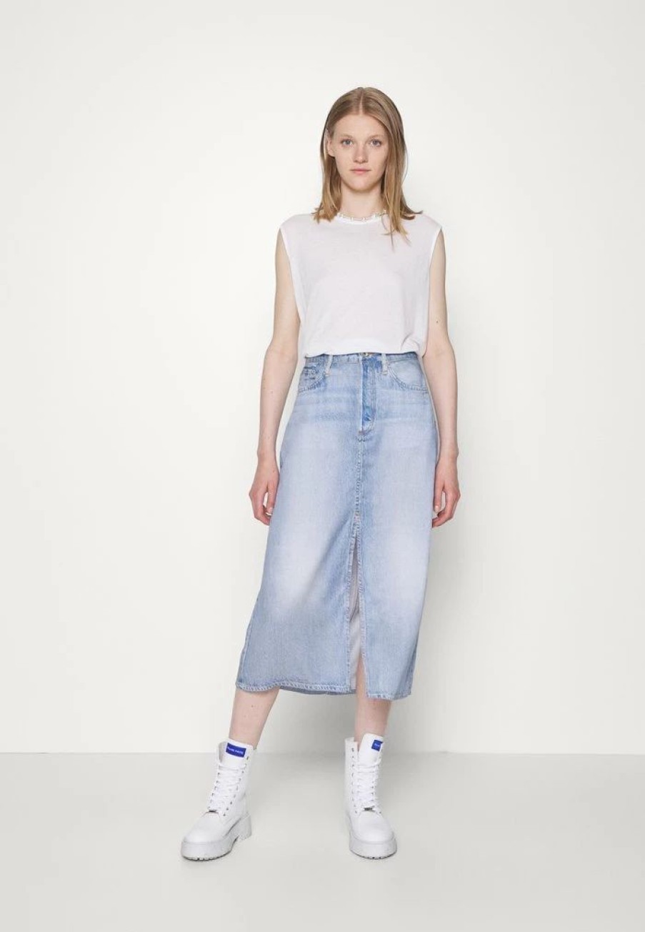 Clothing * | Rag & Bone Liquid Miramar Midi Skirt A-Line Skirt Blue Denim