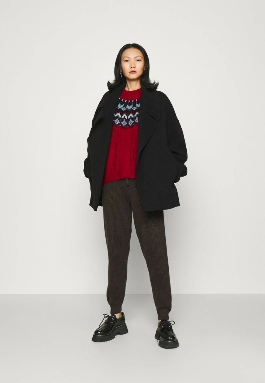 Clothing * | Rag & Bone Willow Fairisle Crew Black Label Jumper Redmult