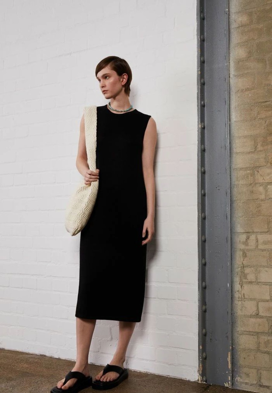 Clothing * | Rag & Bone The Knit Muscle Midi Dress White Label Maxi Dress Black