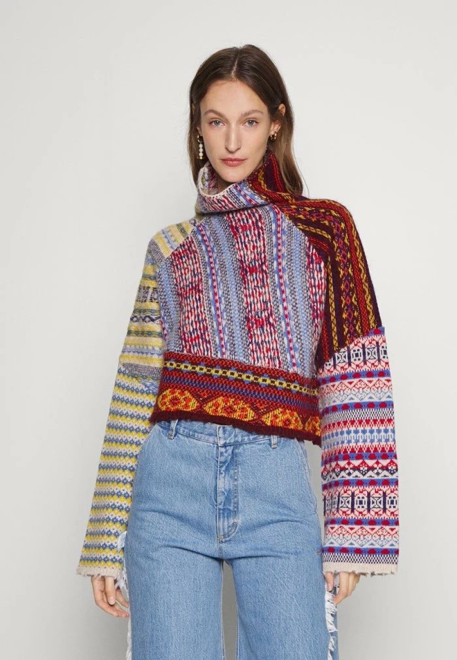 Clothing * | Rag & Bone Hollis Fair Isle Tneck Jumper Blue Multi-Coloured